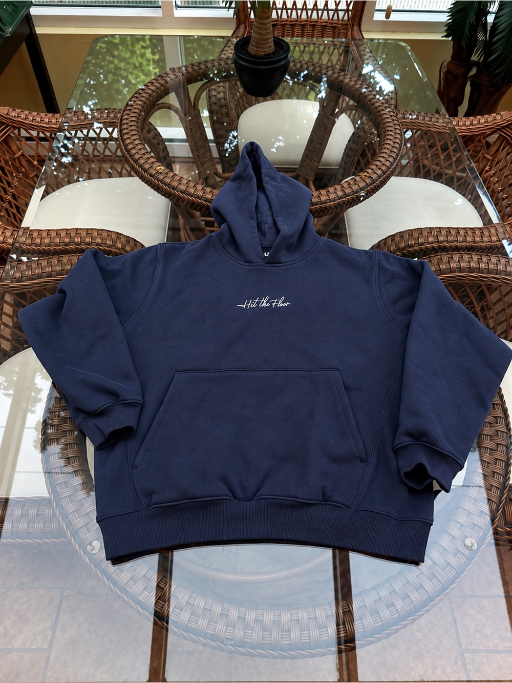 Navy Embroidered Hoodie